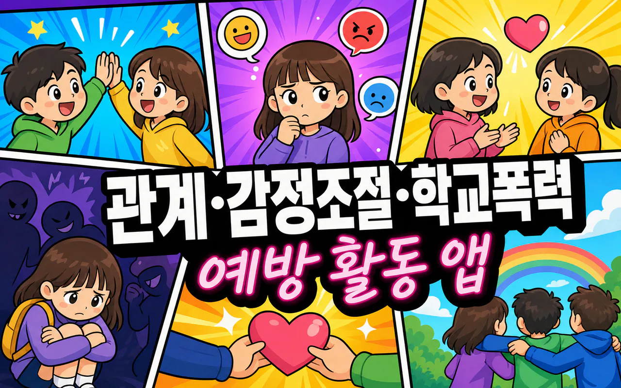 관계·감정조절·학교폭력 예방 활동 앱 대표 화면
