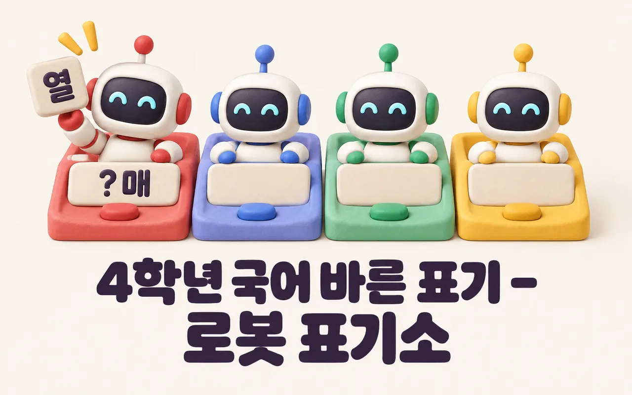 4학년 국어 바른 표기 - 로봇 표기소 대표 화면