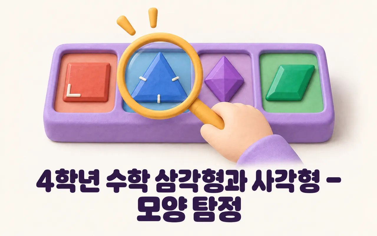 4학년 수학 삼각형과 사각형 - 모양 탐정 대표 화면
