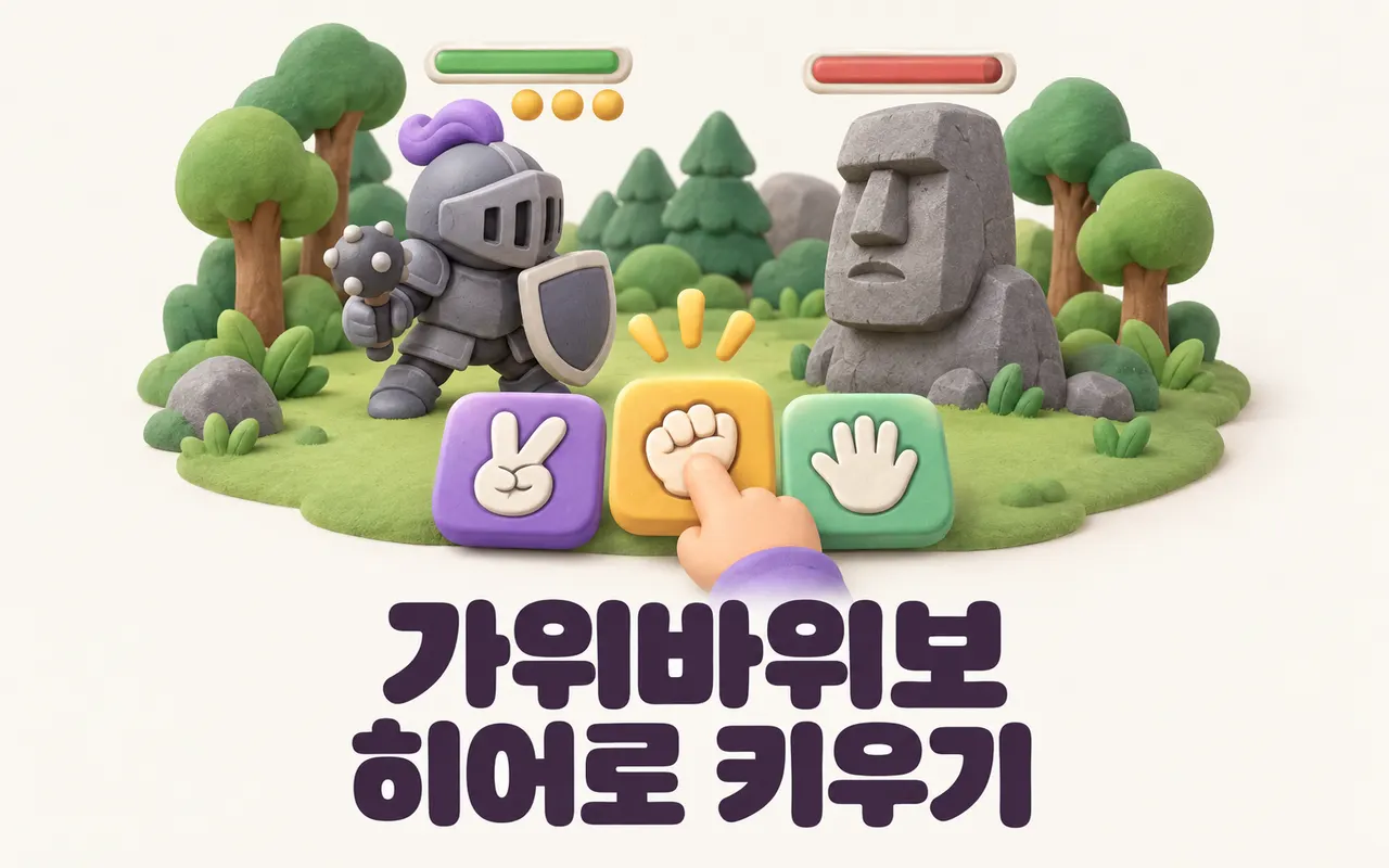 가위바위보 히어로 키우기 대표 화면