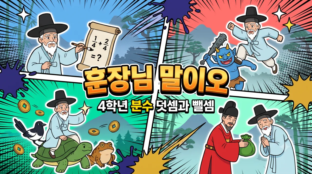 훈장님 말이오 4학년 2학기 1단원 분수의 덧셈과 뺄셈 대표 화면