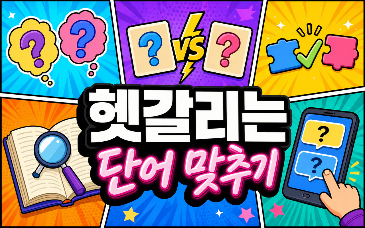 헷갈리는 단어 맞추기 대표 화면