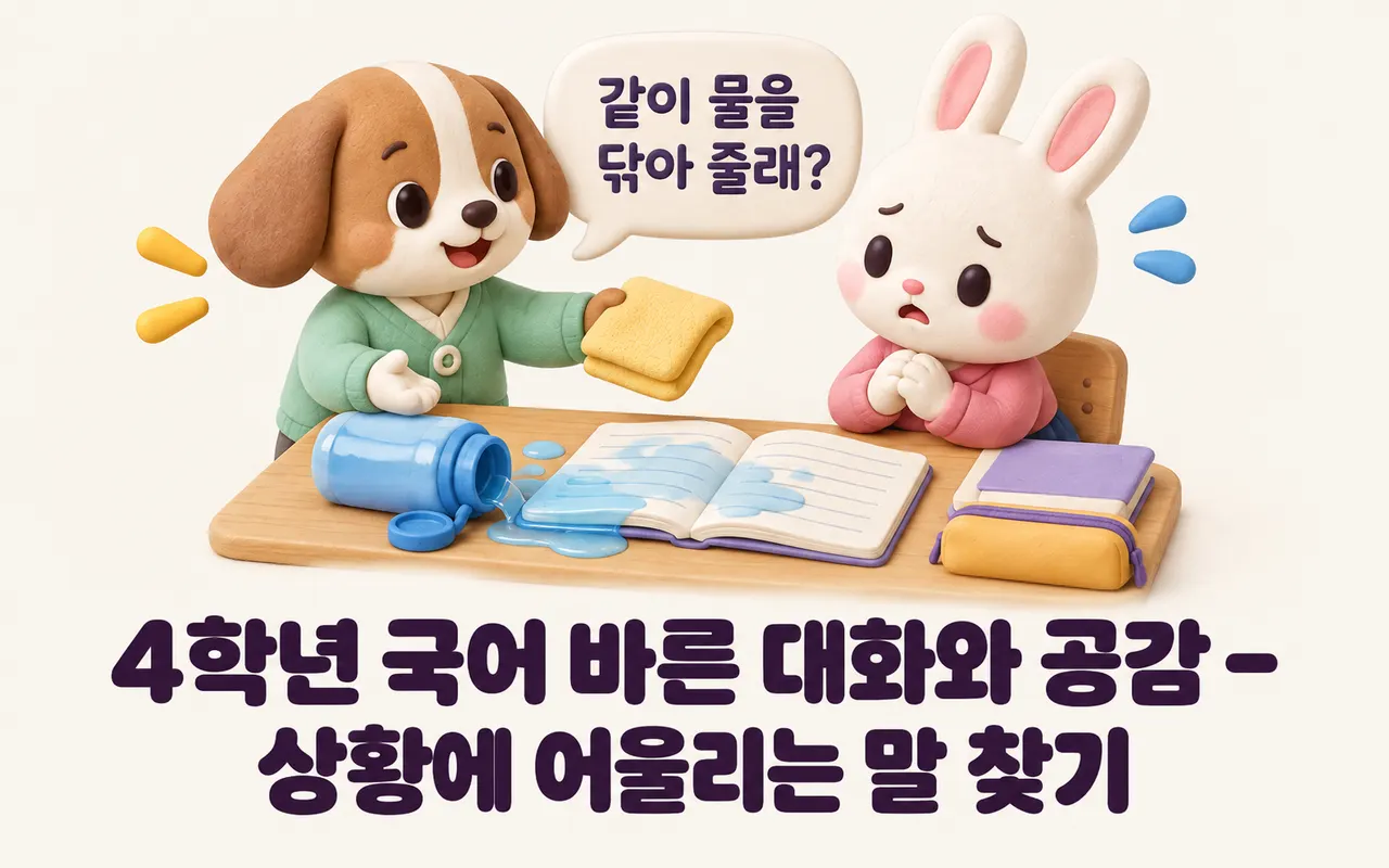 4학년 국어 바른 대화와 공감 - 상황에 어울리는 말 찾기 대표 화면