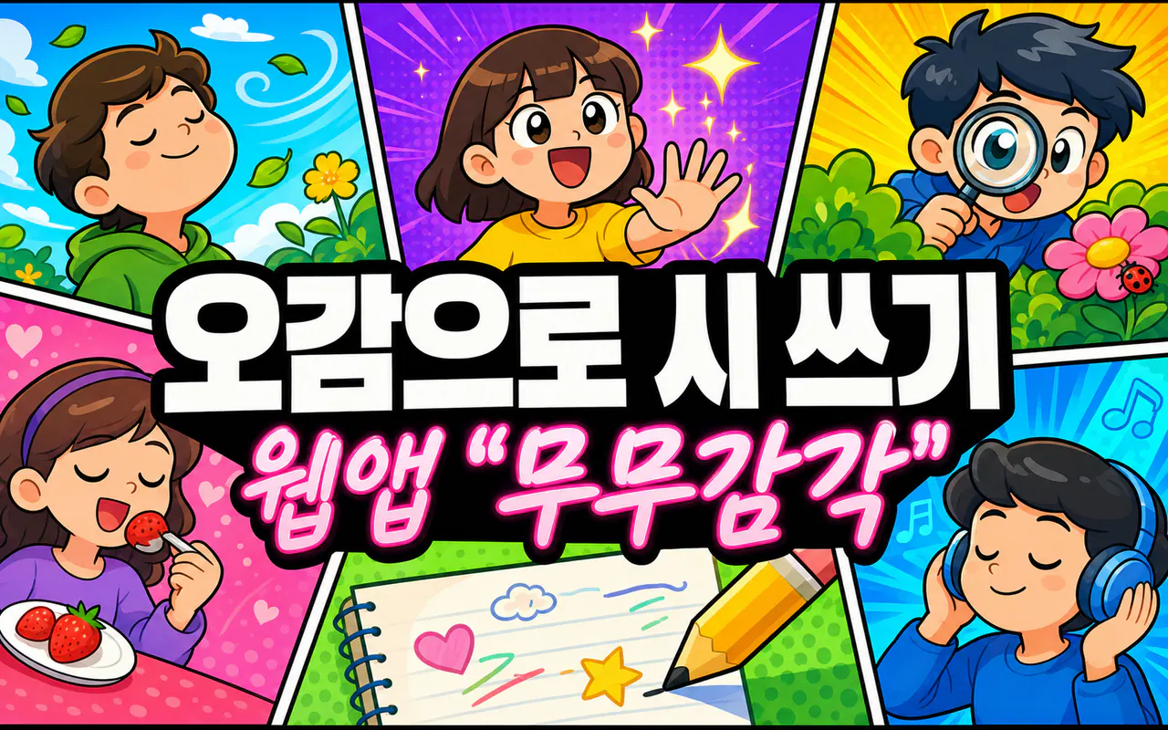오감으로 시 쓰기 웹앱 "무무감각" 대표 화면