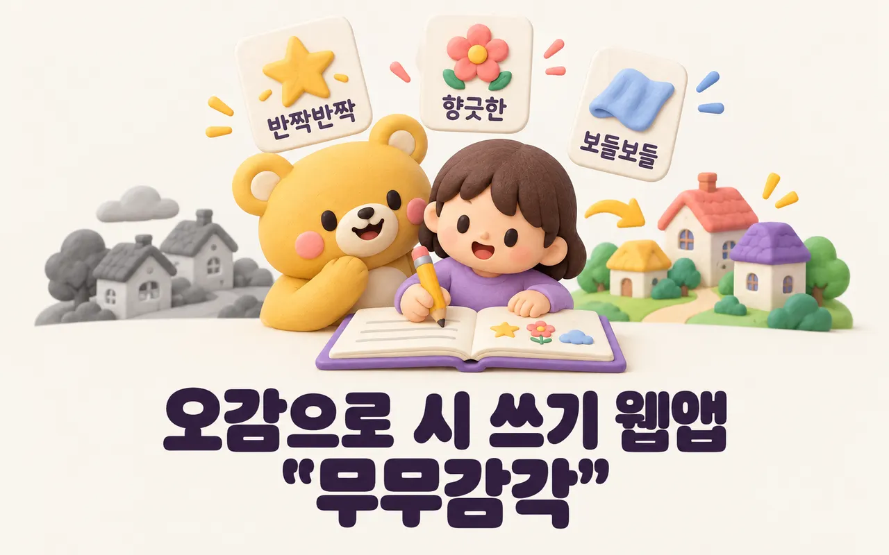 오감으로 시 쓰기 웹앱 "무무감각" 대표 화면