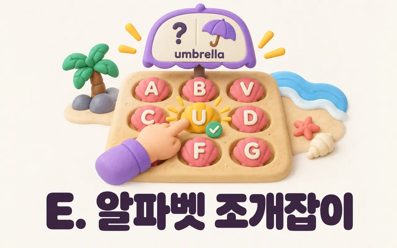E. 알파벳 조개잡이 대표 화면