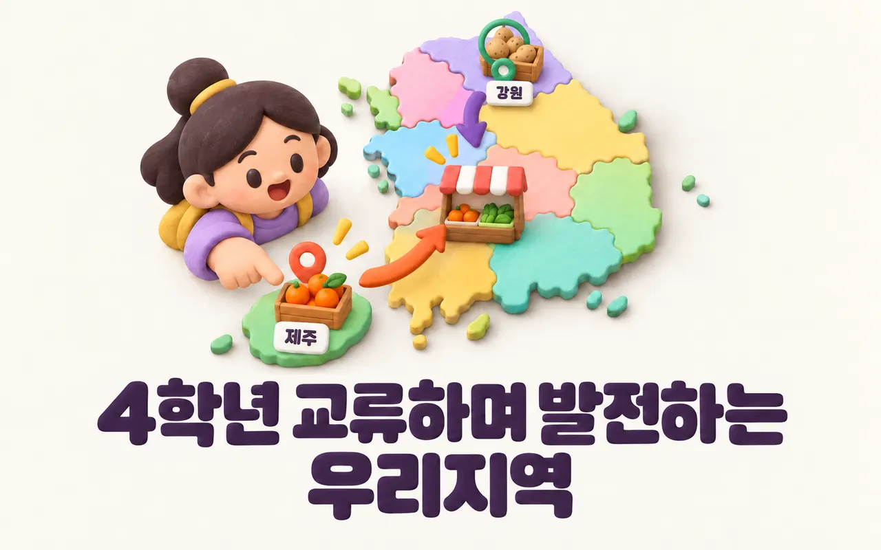 4학년 교류하며 발전하는 우리지역 대표 화면