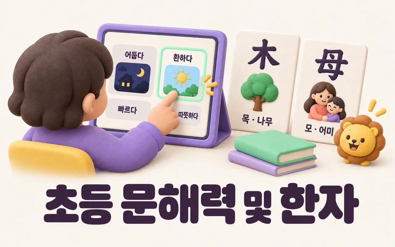 초등 문해력 및 한자 대표 화면