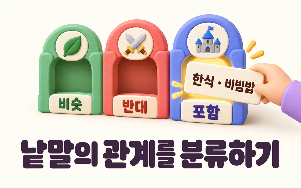 낱말의 관계를 분류하기 대표 화면