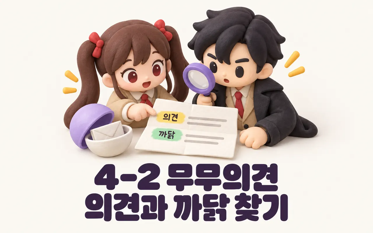 4-2 무무의견 의견과 까닭 찾기 대표 화면