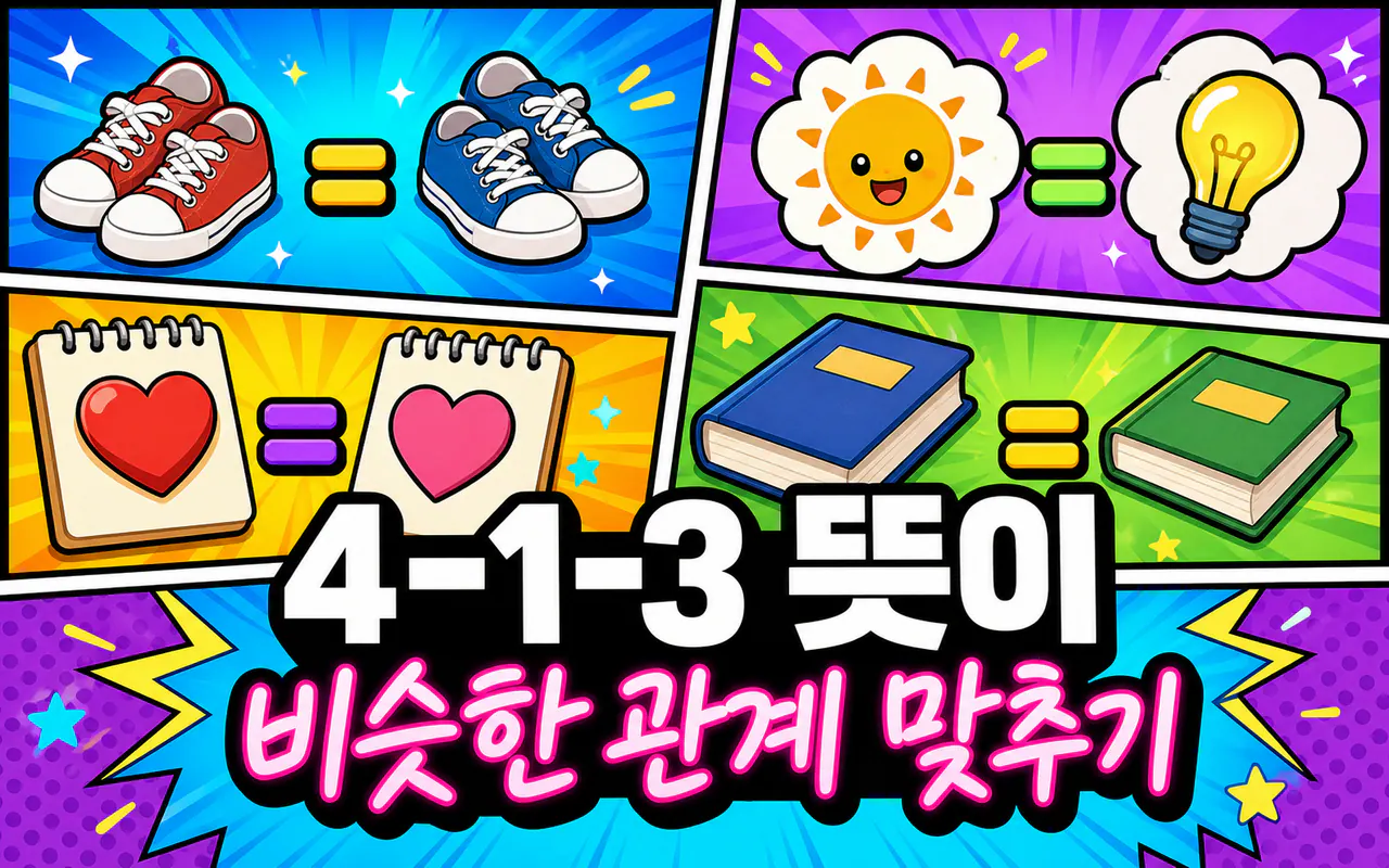 4-1-3 뜻이 비슷한 관계 맞추기 대표 화면