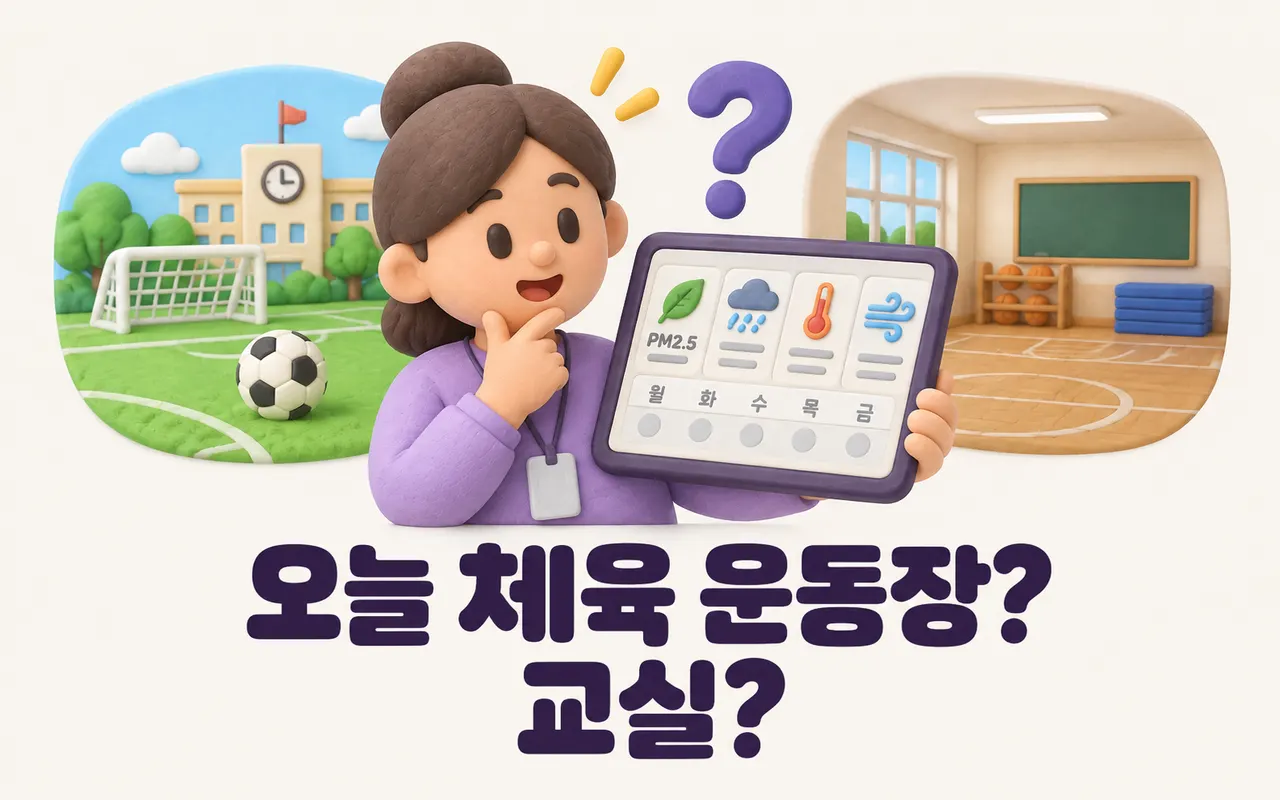 오늘 체육 운동장? 교실? 대표 화면