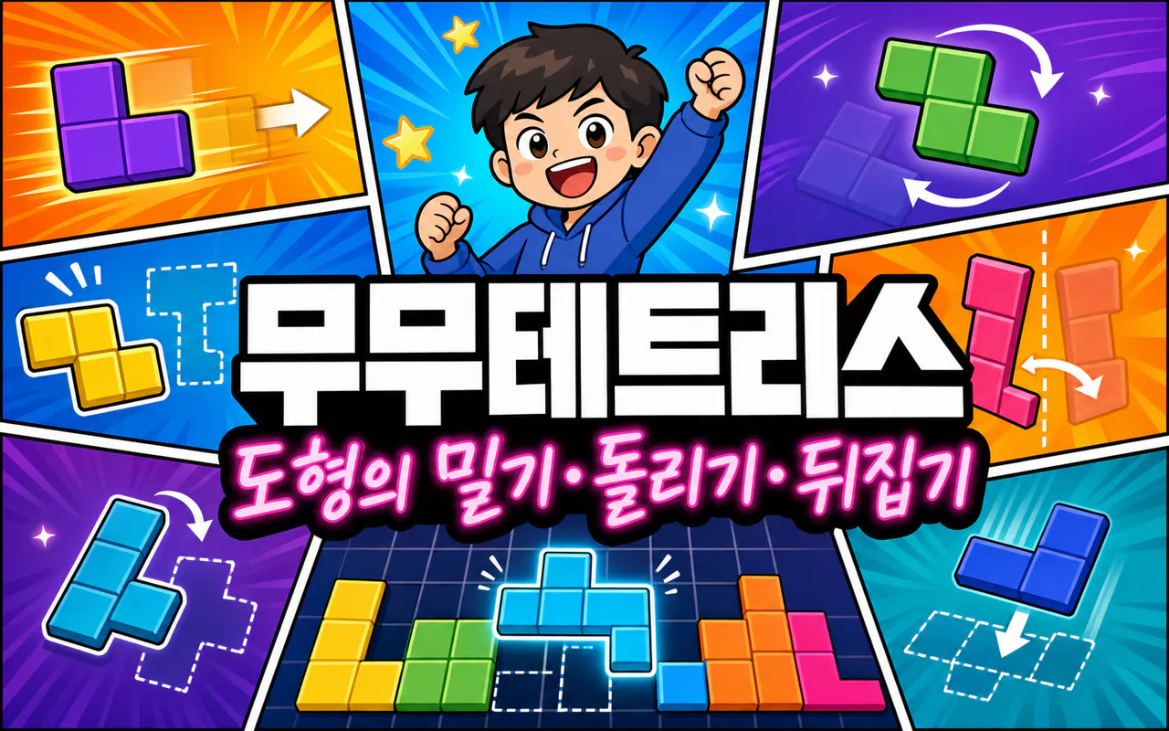 무무테트리스(도형의 밀기 돌리기 뒤집기) 대표 화면