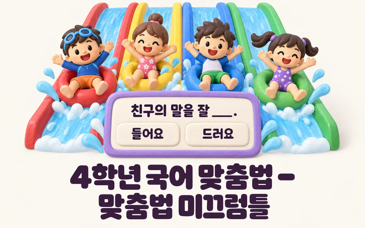 4학년 국어 맞춤법 - 맞춤법 미끄럼틀 대표 화면