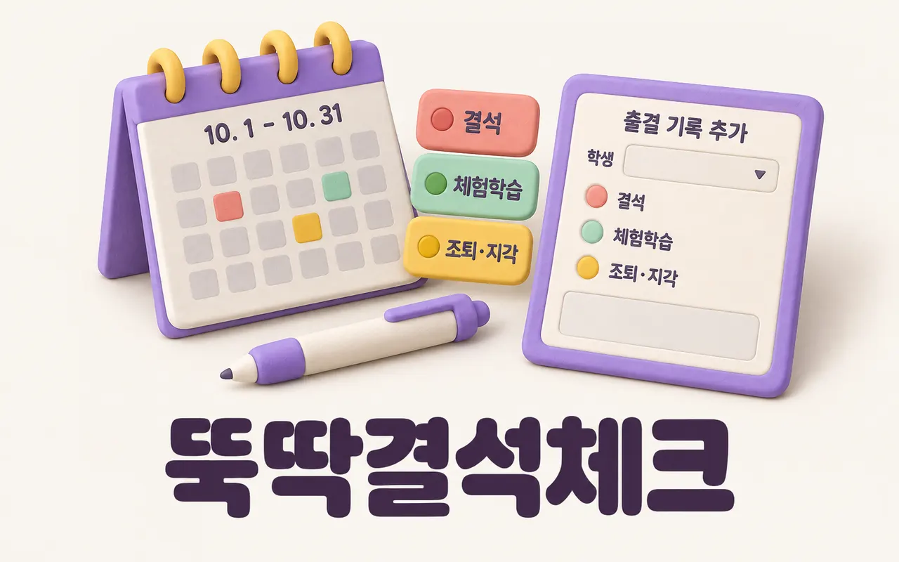 뚝딱결석체크 대표 화면